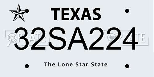 32SA224 Texas License Plate