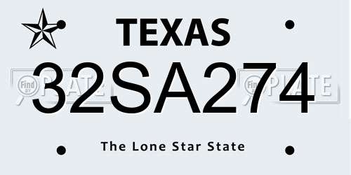 32SA274 Texas License Plate
