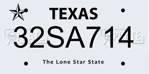 32SA714 Texas License Plate