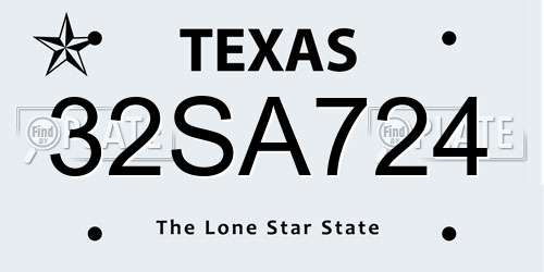 32SA724 Texas License Plate