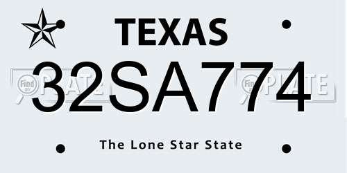 32SA774 Texas License Plate