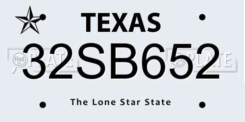 32SB652 Texas License Plate