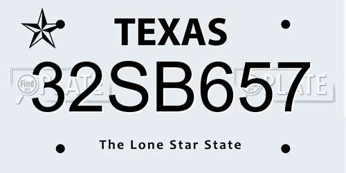 32SB657 Texas License Plate
