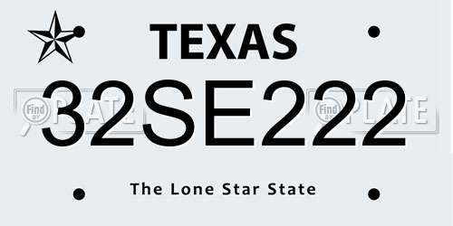 32SE222 Texas License Plate