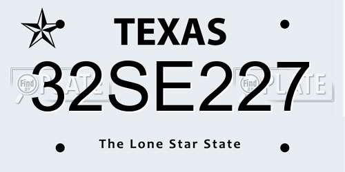 32SE227 Texas License Plate