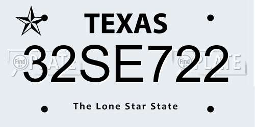 32SE722 Texas License Plate