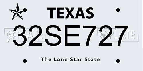 32SE727 Texas License Plate
