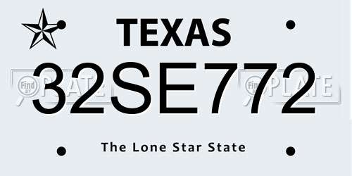 32SE772 Texas License Plate