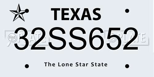 32SS652 Texas License Plate