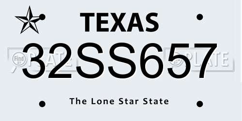 32SS657 Texas License Plate
