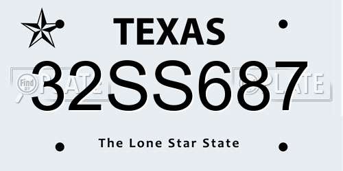 32SS687 Texas License Plate
