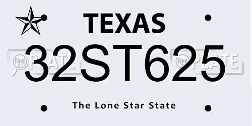 32ST625 Texas License Plate
