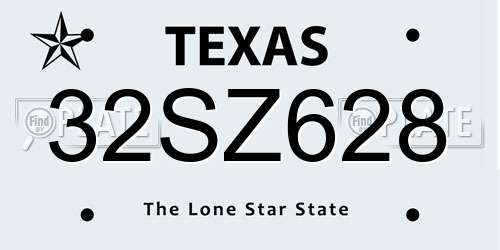 32SZ628 Texas License Plate