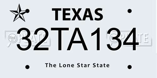 32TA134 Texas License Plate