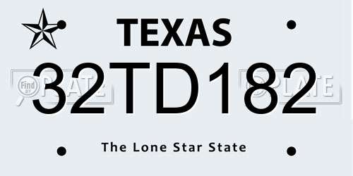 32TD182 Texas License Plate