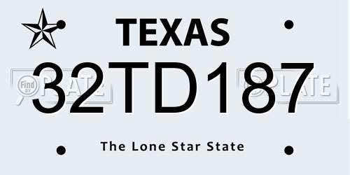 32TD187 Texas License Plate
