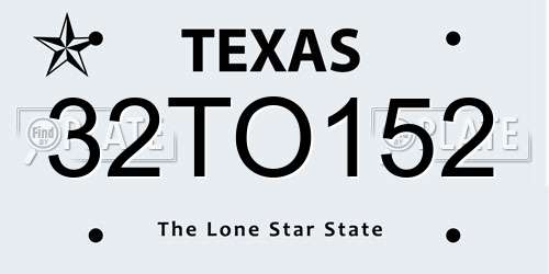 32TO152 Texas License Plate