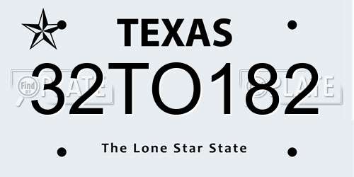 32TO182 Texas License Plate