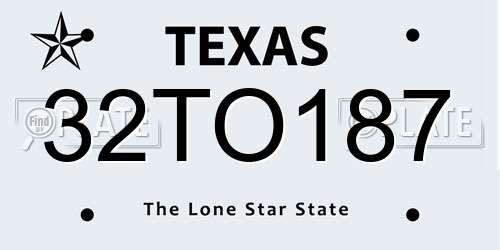 32TO187 Texas License Plate