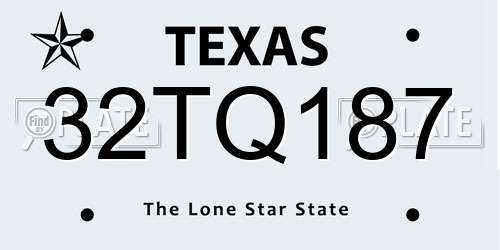 32TQ187 Texas License Plate