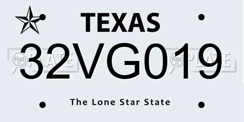 32VG019 Texas License Plate