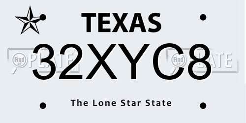 32XYC8 Texas License Plate