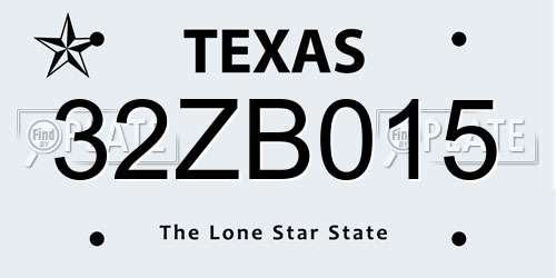 32ZB015 Texas License Plate
