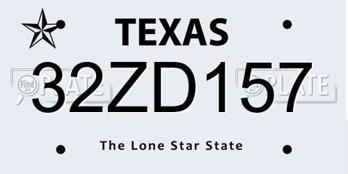 32ZD157 Texas License Plate