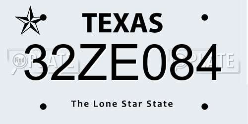 32ZE084 Texas License Plate