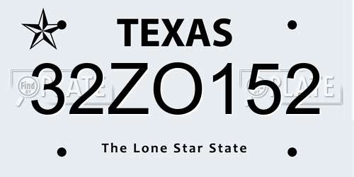 32ZO152 Texas License Plate