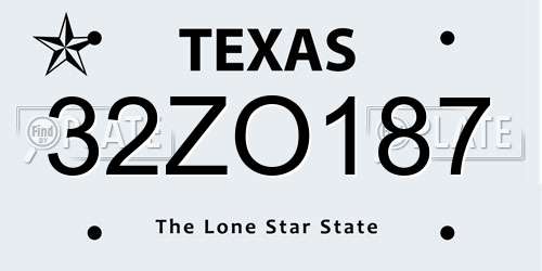 32ZO187 Texas License Plate