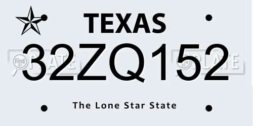 32ZQ152 Texas License Plate