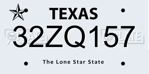 32ZQ157 Texas License Plate