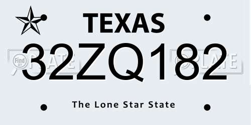 32ZQ182 Texas License Plate