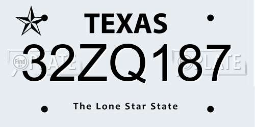 32ZQ187 Texas License Plate