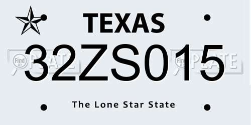 32ZS015 Texas License Plate