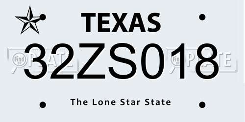 32ZS018 Texas License Plate
