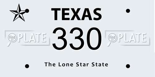 330 Texas License Plate