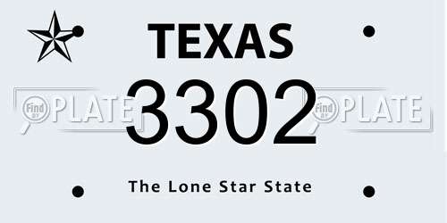3302 Texas License Plate