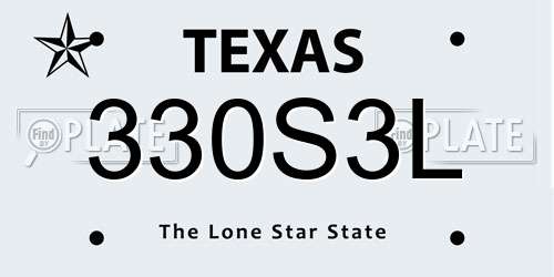 330S3L Texas License Plate