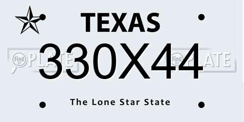 330X44 Texas License Plate