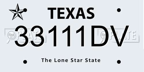 33111DV Texas License Plate