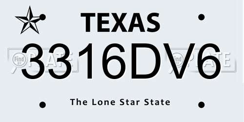 3316DV6 Texas License Plate