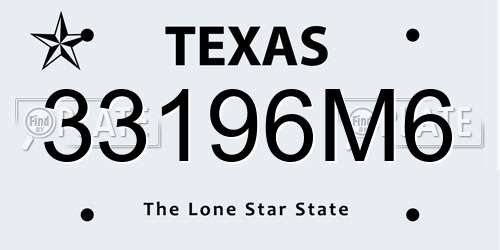 33196M6 Texas License Plate