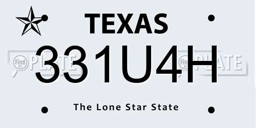 331U4H Texas License Plate