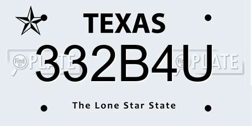 332B4U Texas License Plate