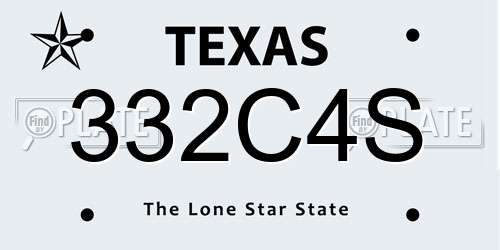 332C4S Texas License Plate