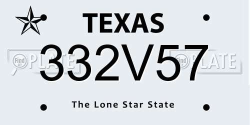 332V57 Texas License Plate