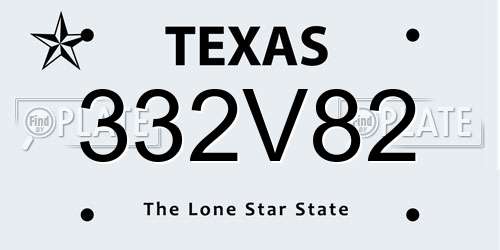 332V82 Texas License Plate