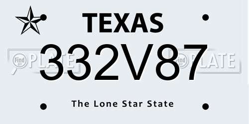 332V87 Texas License Plate